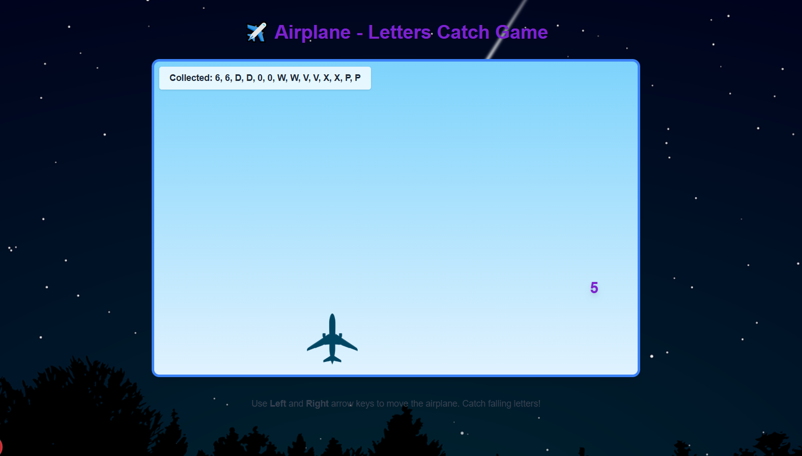 Airplane Letter Catching